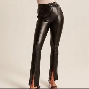 Curve Love Vegan Leather Split-hem pants